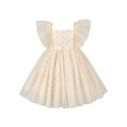 thumbnail image 2 of Robe Fille Beige à Pois Paillettes Manches à Volants Fête 10 Ans, 2 of 6