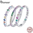 thumbnail image 2 of Bamoer, anillo de dedo de circón Multicolor de Plata de Ley 925 para mujer, moda deslumbrante, Anillos de piedra CZ, regalo de joyería Tan Jianjun unisex, 2 of 2