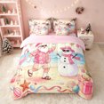 thumbnail image 3 of Erosebridal Santa Summer Twin Bedding, Beach Snowman Bedding Comforter Set, Pink Yellow, Pink Reversible, 7 Pieces, 3 of 6