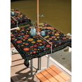 thumbnail image 2 of Outdoor Tablecloths with Umbrella Hole & Zipper, Boho Black Flowers 54x54 Inch Square Tablecloths, Spring Abstract Watercolor Floral Leaf Waterproof Table Cloth, Patio/Pool/Picnic Table Covers, 2 of 8