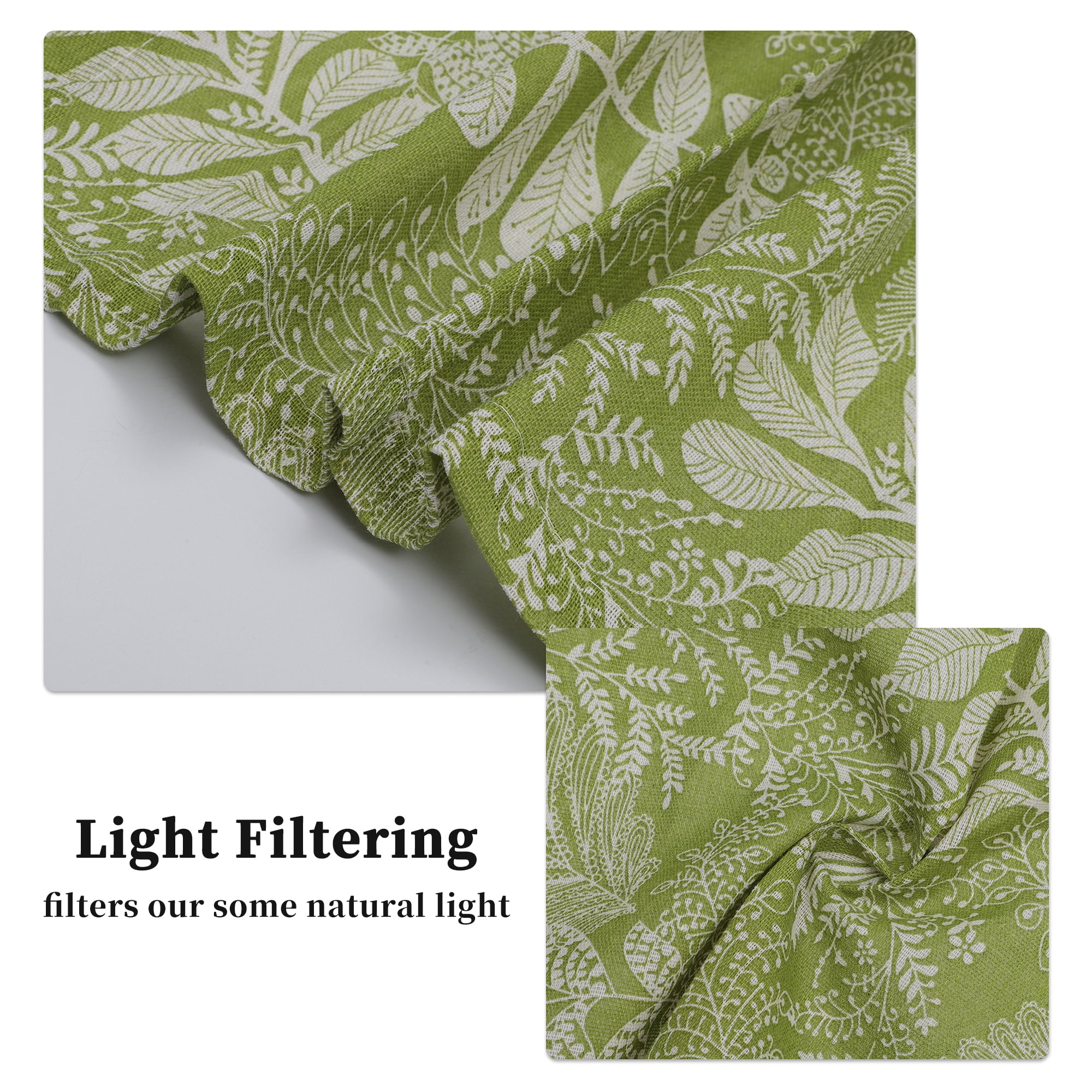 Unique Bargains 2pcs Cotton Linen Short Window Curtains Green 5.43"L x 23.62"W