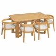 thumbnail image 4 of EHANCIS 7‑Piece Dining Table Set for 6, Rectangular Kitchen Table with 6 Upholstered Barrel‑Back Chairs, Curved Back & Padded Seats, Wood‑Grain Top, for Dining Room, 4 of 9