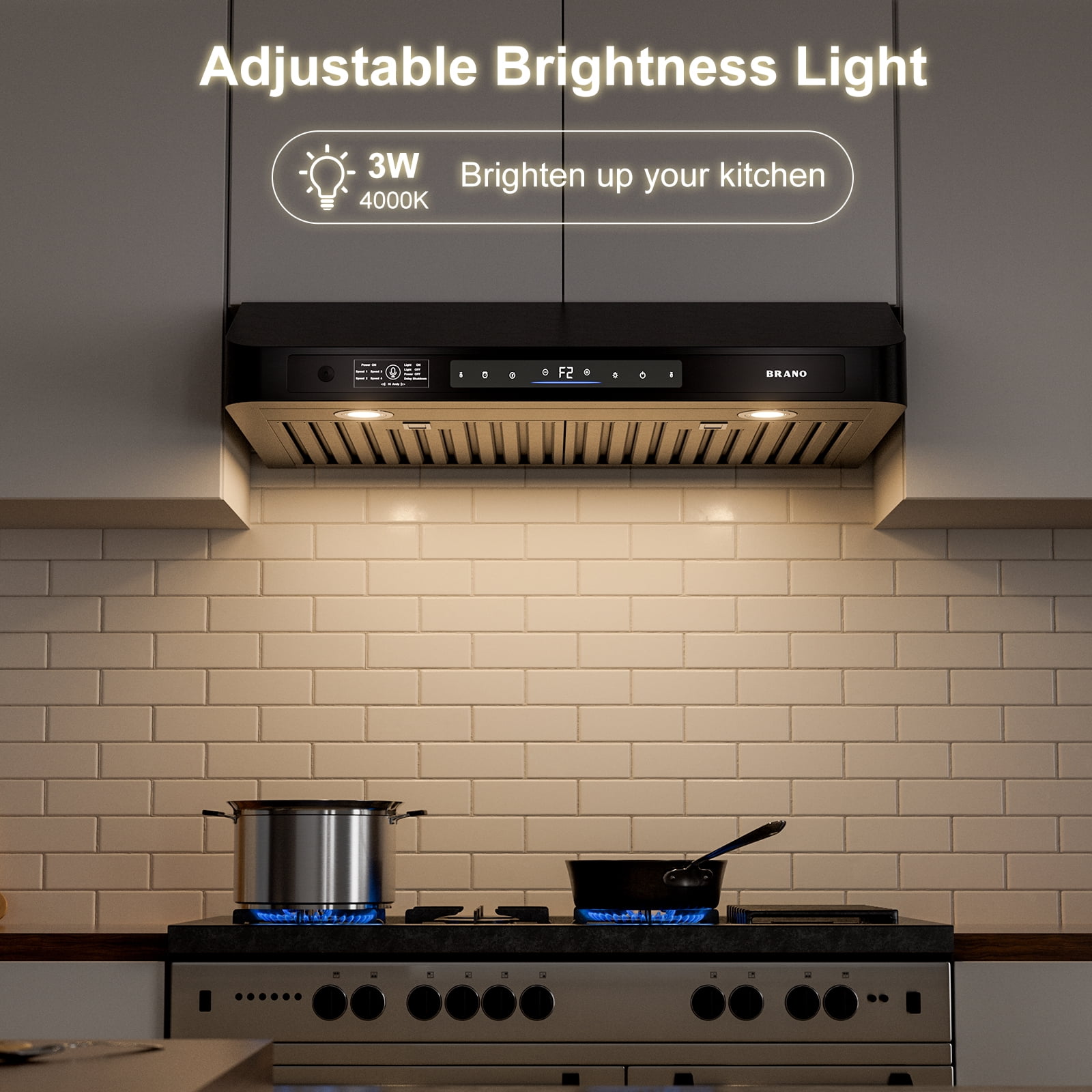 36 In. 900 CFM Ducted Under Cabinet Range Hood In Black Stainless Steel With Dishwasher Filter and LED Lights