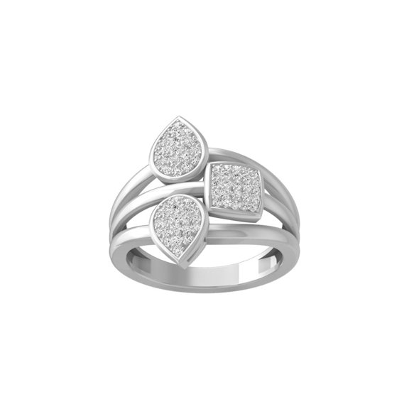 ARAIYA FINE JEWELRY 14k White Gold Cluster Diamond Wedding Band Ring (1/3 cttw, I-J Color, I2-I3 Clarity) Size 8.5