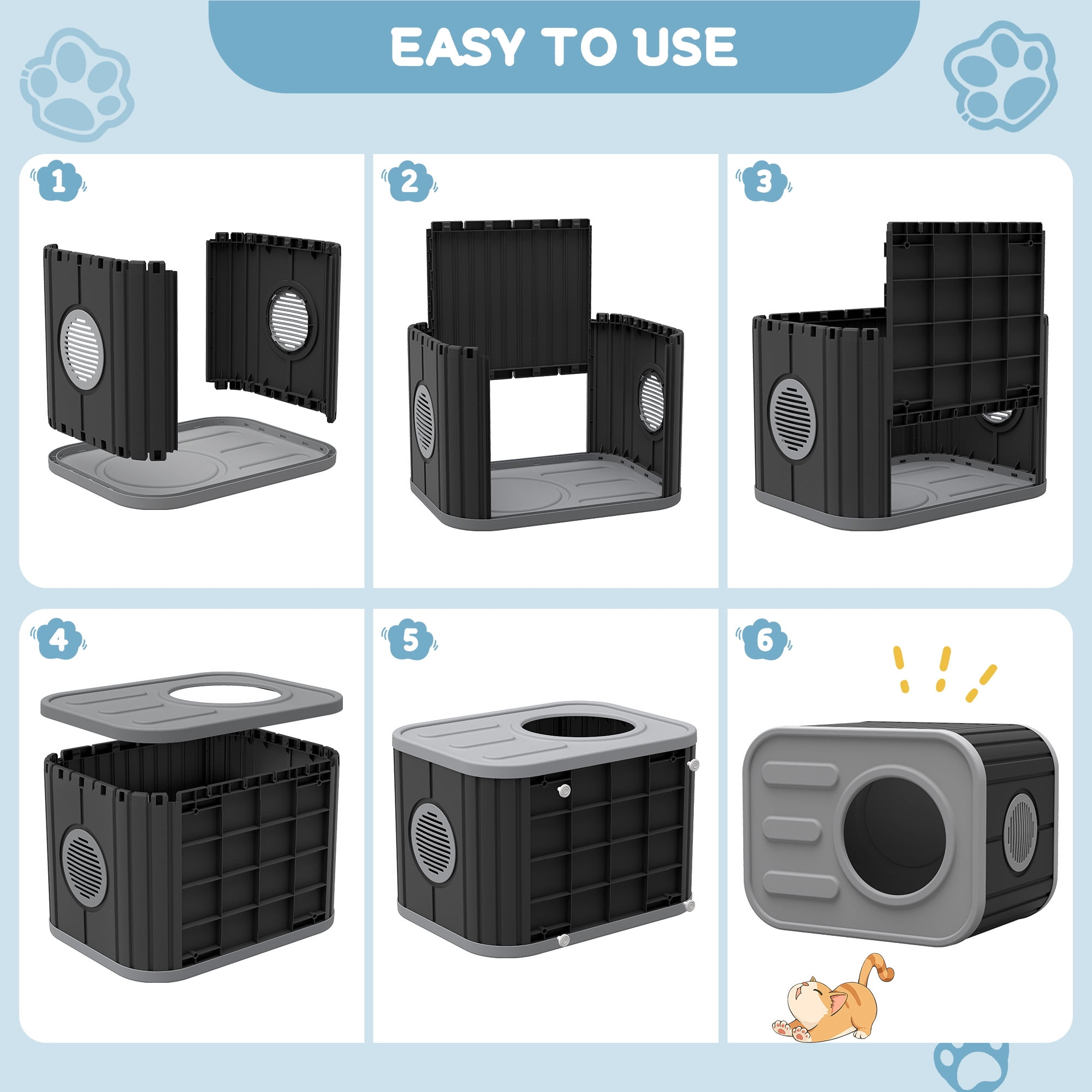 Bifanuo Cat House for Indoor & Outdoor Cats,Weatherproof Resin Cat Shelter with Camera-Shaped Design,Ventilation, Assemble Easily for Home & Yard,Gray