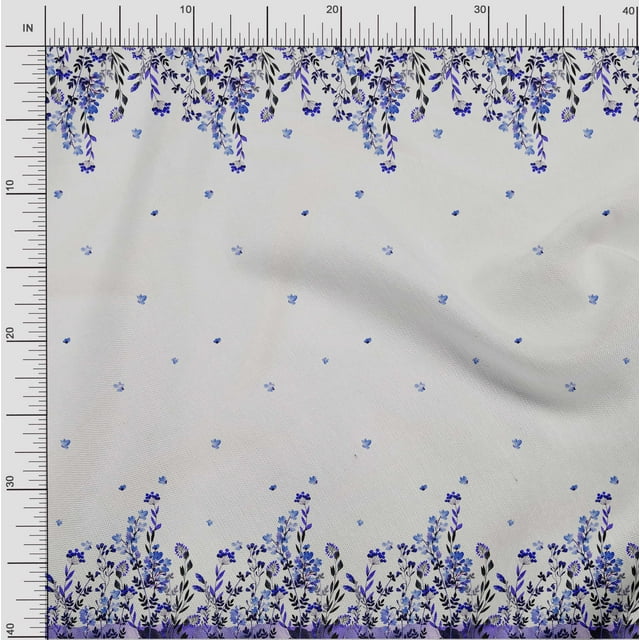 oneOone Cotton Silk Fabric Leaves & Flower Panel Printed Craft Fabric BTY 42 Inch Wide