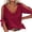 Wine red, variant on Summer V-neck Women Solid Color Off Shoulder Casual Shirt Bownot Blouse Tops