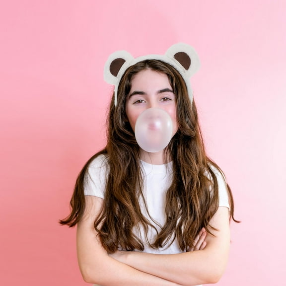 AURARMLET Adorable White Plush Bear Ears Headband Non- Hairband for Home, Cosplay, and Daily Wear