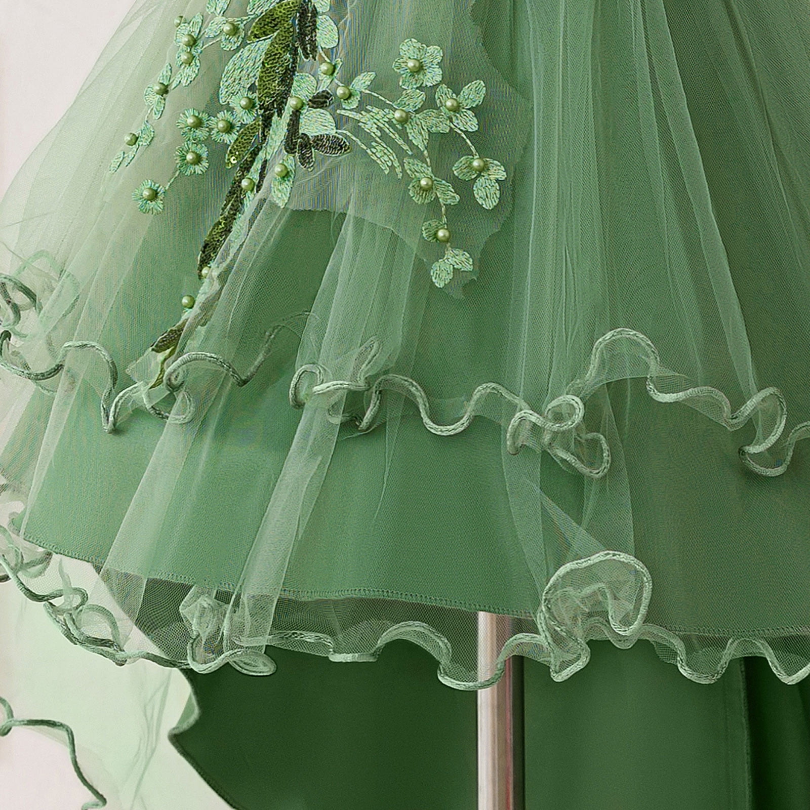 Dress for Girls Satin Girl Dress with Puffed Sleeves for Birthday Party Christening