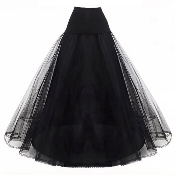 CYYPLAS Women's Ankle Crinoline Petticoat A-line 1 Hoop Skirt Slips Black Long Underskirt for Wedding Bridal Dress Ball Gown 1PC