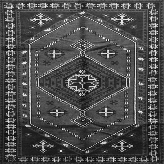 Ahgly Company Indoor Square Persian Gray Traditional Area Rugs, 4' Square
