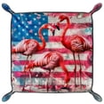 thumbnail image 2 of Women Girls Leather Square Dish Trinket Plate Jewelry Tray, Flamingos on USA Flag Flag Mothers Day Birthday Gift, 20.5x20.5cm, 2 of 6
