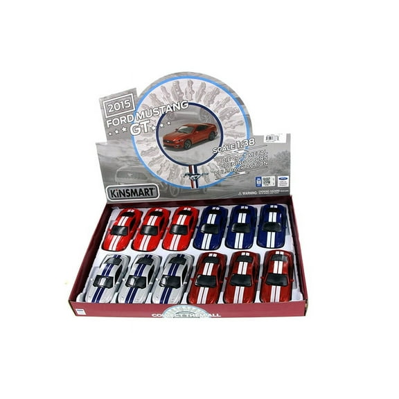2015 Ford Mustang GT Diecast Car Package - Box of 12 1/38 Scale Diecast Model Cars, Assorted Colors