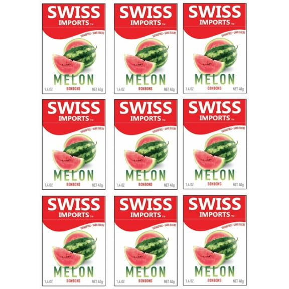 Swiss Imports Sugar Free Bonbons Hard Candy Drops, Watermelon, 1.4 oz/40g Box, 9 Pack