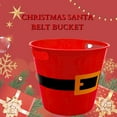 thumbnail image 2 of (3) Christmas Plastic Red Buckets with Santa Belt Design 7.95in Multipurpose Pail Container Decorative Home Kitchen Xmas Tree Candy Gift Basket for Holiday Party Supplies & CUSTOM Storage Carrier, 2 of 7