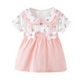 thumbnail image 1 of Besolor Robes d'Été pour Bébés Filles, Robe à Manches Courtes avec Nœud Imprimé Mignon, Robe de Fête Décontractée pour Enfants 1-4 Ans, 1 of 3