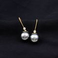 thumbnail image 3 of Rosec Jewels Tahitian Pearl Drop Earrings with Moissanite for Women (AAA Quality, 8 mm), 10K Yellow Gold, 3 of 8