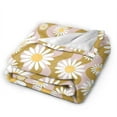 thumbnail image 2 of DouZhe Ultra-Soft Micro Fleece Lightweight Flannel Bed Blanket, Yellow Daisy Floral Print Cozy Warm Throw Blankets, 80"x60", 2 of 7