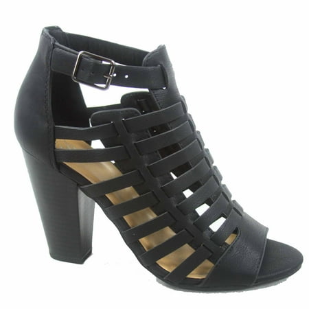 - Scoop Women's Open Toe Chunky Heel Strappy Ankle Strap Buckle Sandal Shoes