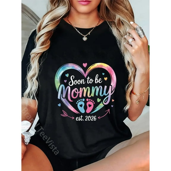 Soon To be Mommy 2026 Mom Est 2026 Loading Promoted to Mommy T-Shirt