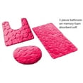 thumbnail image 4 of Memory Foam Bathroom Rugs Set Cobblestone Embossed Ultrasoft Non Slip Absorbent 3 pieces RB Hot Pink Color, 4 of 5