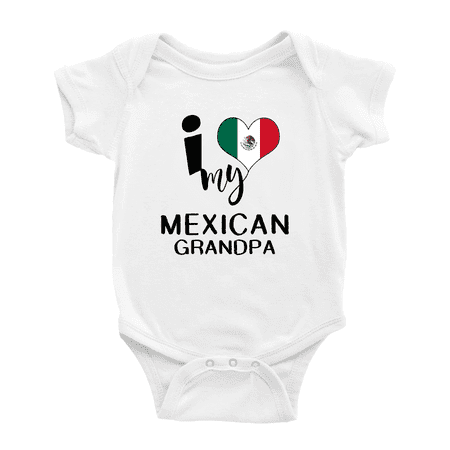 

I Heart My Mexican Grandpa Mexico Love Flag Cute Baby Clothes Unisex (White 3-6 Months)