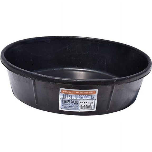 Tuff Stuff Products Rubber Round Feeder for Pets, 3 Gallon, Black
