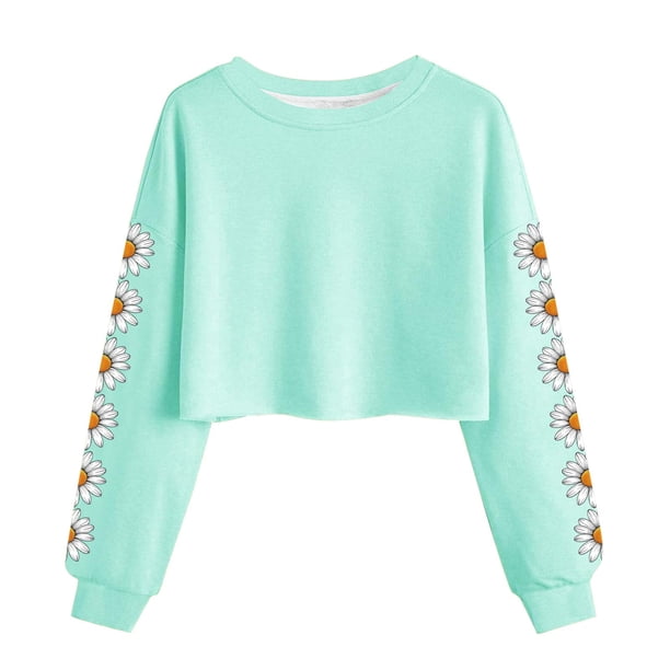 Camisetas de Manga Larga de las Mujeres Moda Impresa Suelta Casual Cuello Redondo Suéter Deportivo Superior