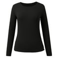 thumbnail image 5 of Arlun,Women Scoop Neck U-Neck Knit Long Sleeve Slim Fit Ribbed Sweater Tops Plus Size Women's Soft Lightweight Comfortable Workout Tee Shirts Black L, 5 of 8
