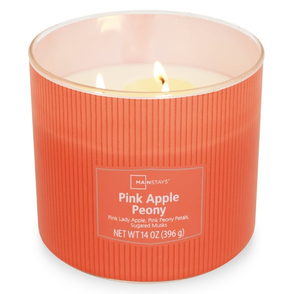 Mainstays 3-Wick Textured wrapped candle, Apple Peony Fragrance, 14oz
