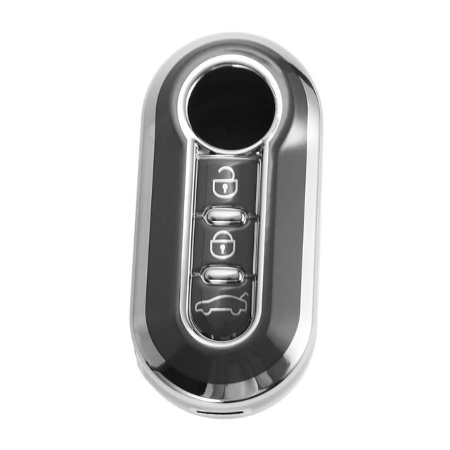 Funda de Llave de Coche de Silicona TPU con Borde en Tono Gris Plateado para Fiat 500 Cabrio/Nuova/ para Fiat - Funda de Control Remoto de 3 Botones
