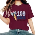 thumbnail image 3 of Camisetas de Cuello de Tripulación de Manga Corta para Mujeres Carta Impresa Camiseta 95% Poliéster 5% Spandex, Manga Corta Cuello Redondo Top Casual para Diario, 3 of 5