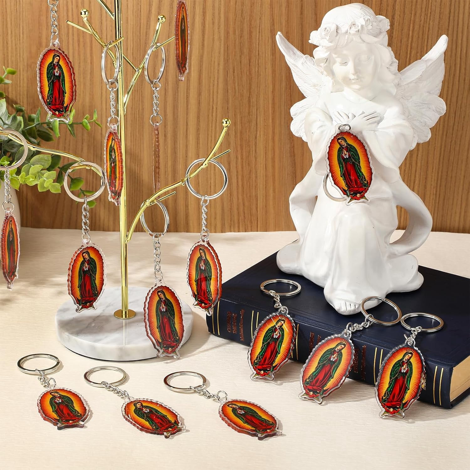 50pcs Our Lady Of Guadalupe Acrylic Keychains, Lightweight And Portable, Perfect For Mini Baptismal Favors, Party Keychain Gift Sets, Ideal Religious Souvenirs, First Communion Gifts