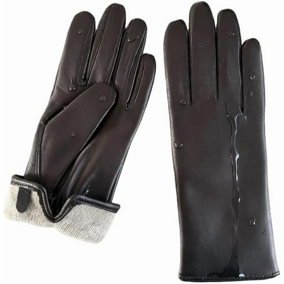 Jtbuh XLY Leather Gloves for Women,Lambskin Premium Wool Lined for Winter, Water-Resistant Driving Gloves