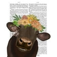 thumbnail image 3 of Fab Funky 20x24 Black Modern Framed Museum Art Print Titled - Cow with Flower Crown 1 Book Print, 3 of 5