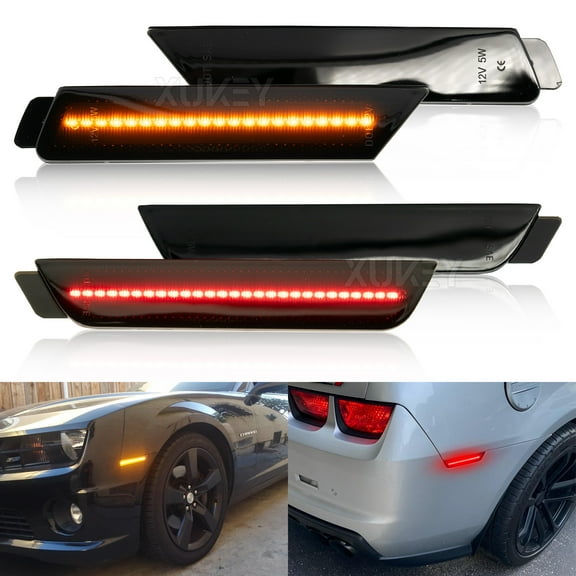 AUTOXBERT 4PCS LED Front Rear Bumper Side Smoked Marker Light Lamps Set for Chevrolet Chevy Camaro 2010-2015