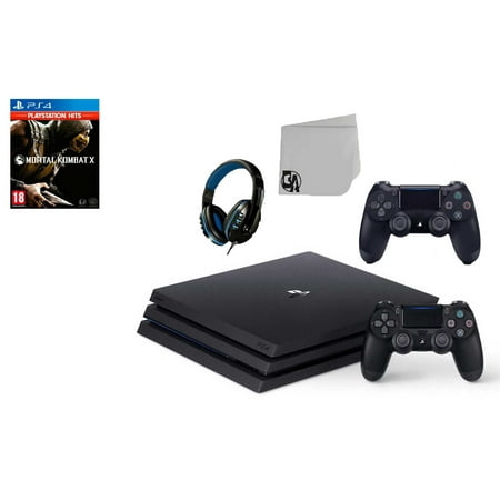 Sony PlayStation 4 Pro 1TB Gaming Console Black 2 Controller Included with Mortal Kombat X BOLT AXTION Bundle Used
