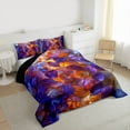 thumbnail image 3 of Homewish 3D Leaf Botanical Queen Comforter Set, Purple Orange Bedding Sets, Teens Kids Adult Women Reversible Bedding Comforter Set, Lightweight Room Decor, 3 Pieces, 3 of 8