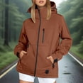 thumbnail image 2 of Fiaer Raincoat Women Lightweight Waterproof Rain Jackets Packable Oversized Loose Fit Long Sleeve Outdoor Windbreaker Hooded Tops Brown XXL, 2 of 7