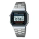 thumbnail image 1 of Reloj pulsera digital Casio A-168 con correa de acero inoxidable color plateado - fondo gris/negro/azul, 1 of 6