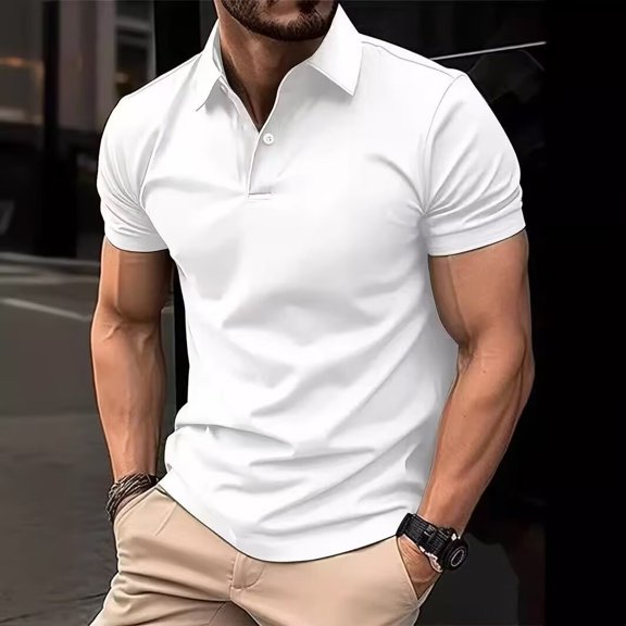 2 Buttons Short Sleeve Golf Shirts for Men Moisture Wicking Breathable Performances Collared Mens Poloes Shirts