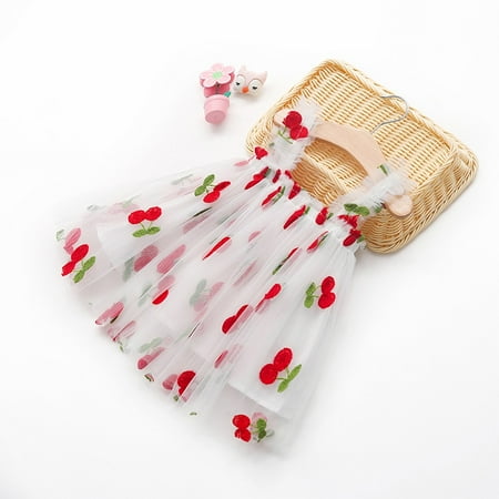 

Baby girl skirt Baby girl dress Baby Kids Girl Cute Sleeveless Fruit Print Straps Backless Dress CHMORA