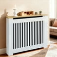 thumbnail image 5 of LUVODI Modern Slatted Vertical White Radiator Cover With Wood-grain Top Mdf Wood Grill Shelf, 5 of 9