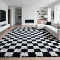 thumbnail image 3 of Large Rugs, 8'×10' Soft Fluffy Shag Indoor Floor Carpet for Living Room Bedroom Dining Room Office Home Decor,Black and White, 3 of 7