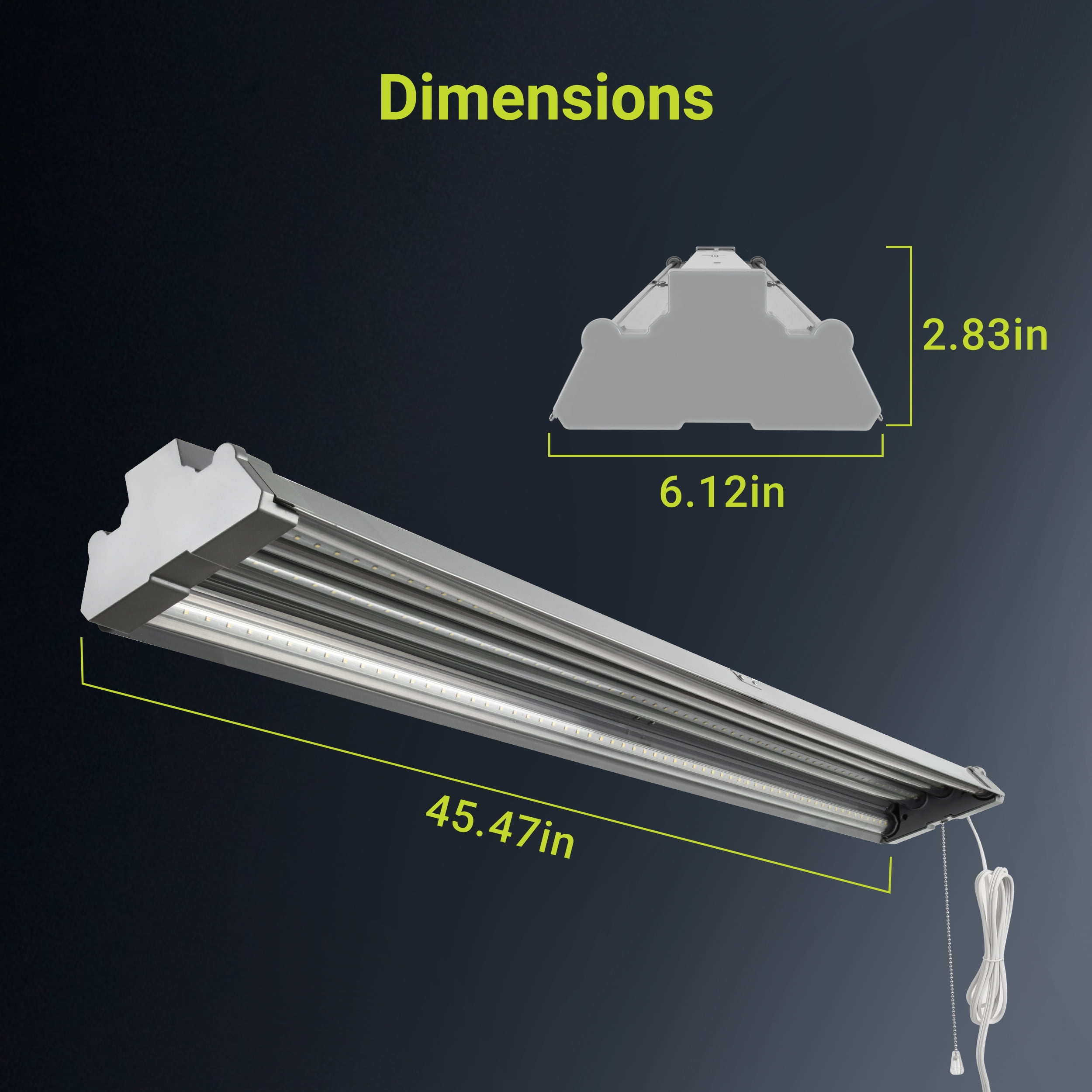 Green Watt LED Shop Light, 4-ft with Swivel Side Panels, 100-watt, 10000 Lumen Ultra Bright, Daylight, Painted Grey, 1-Pack
