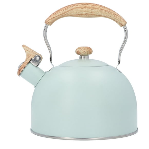 2.5 Liter Whistling Tea Kettle Stainless Steel Green Large Capacity Whistling Tea Pot with Cool Grip for Stovetop