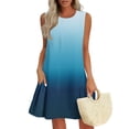 thumbnail image 7 of cocolona Summer Sleeveless Mini Dress Crew Neck Ruffle Flowy Tank Dress Fashion Casual Gradient Color Holiday Beach Sundress S, 7 of 7