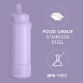 thumbnail image 4 of Hydrapeak 26oz Sport Insulated Water Bottle with Straw or Chug Lid, Leak & Spill Proof, Keeps Drinks Cold for 24 Hours, Hot for 12 Hours, Premium Stainless Steel Water Bottles (26oz, Dlavender), 4 of 9