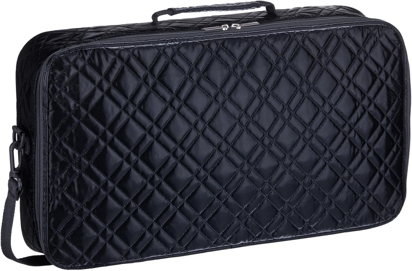 American Mahjong Set “Black - Quilted PU Leather Carrying Bag with Shoulder Strap & Handles, All-in-One Tile Racks with Pushers, 166 Engraved Tiles, Dice, Bettor, Extra Tiles & Instructions