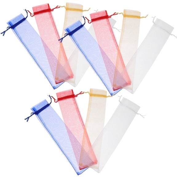 AURARMLET Set of 12 Multi-Colored Organza Drawstring Bags for Jewelry Storage, Party Favors, Pouches, and Small Item Organizers